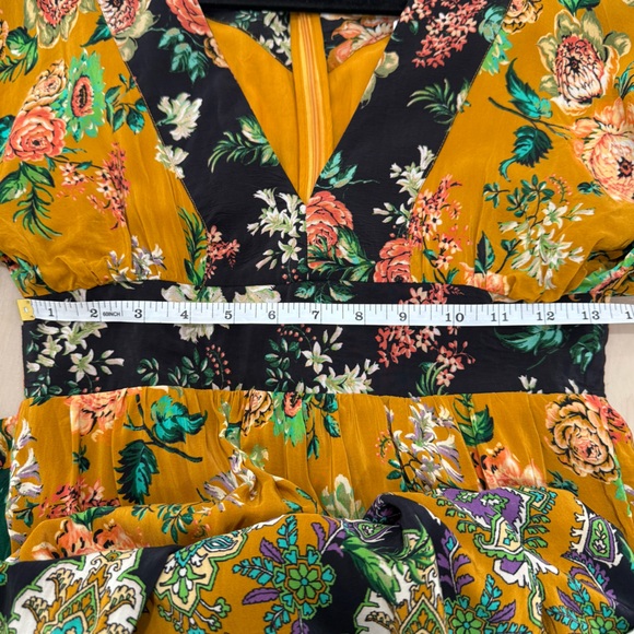 Anthropologie Printed V-Neck Maxi Dress Women's 4 Bohemian Floral Kimono Sleeve - Picture 13 of 16